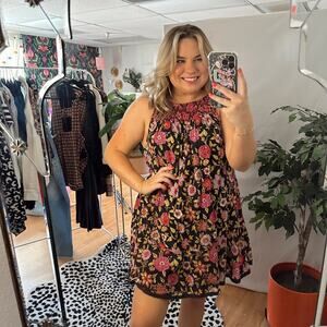 Closet Clean-Out!!  Free People Oh Baby Floral Mini Dress Black Pink Size XS